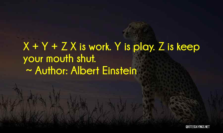 Albert Einstein Quotes: X + Y + Z X Is Work. Y Is Play. Z Is Keep Your Mouth Shut.