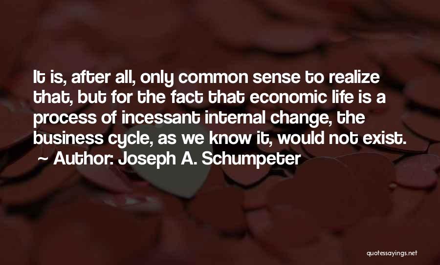Joseph A. Schumpeter Quotes: It Is, After All, Only Common Sense To Realize That, But For The Fact That Economic Life Is A Process