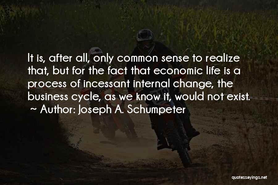 Joseph A. Schumpeter Quotes: It Is, After All, Only Common Sense To Realize That, But For The Fact That Economic Life Is A Process
