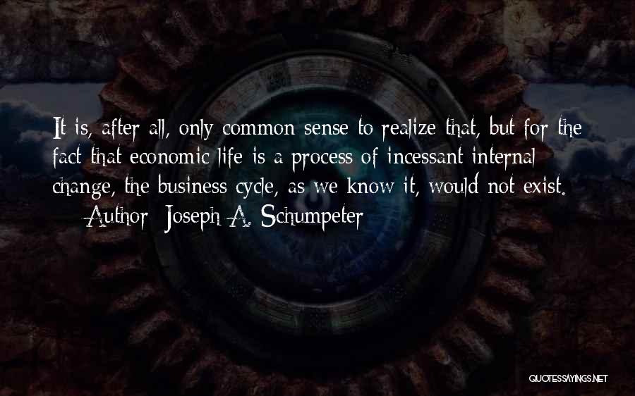 Joseph A. Schumpeter Quotes: It Is, After All, Only Common Sense To Realize That, But For The Fact That Economic Life Is A Process