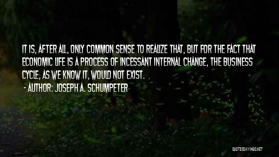 Joseph A. Schumpeter Quotes: It Is, After All, Only Common Sense To Realize That, But For The Fact That Economic Life Is A Process