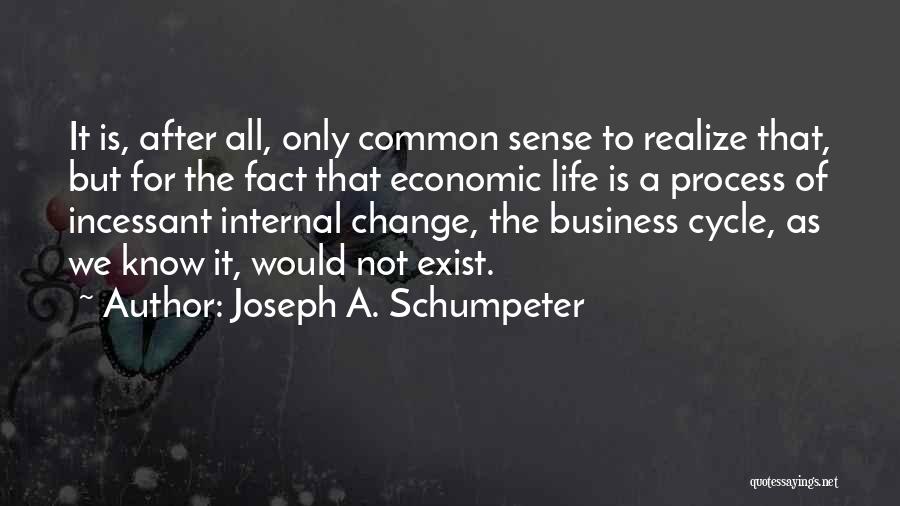 Joseph A. Schumpeter Quotes: It Is, After All, Only Common Sense To Realize That, But For The Fact That Economic Life Is A Process