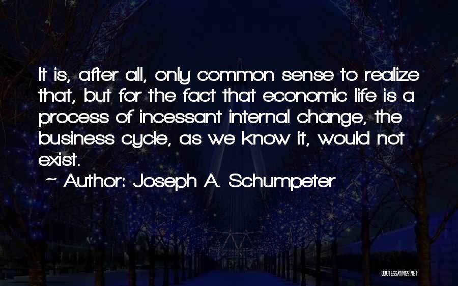 Joseph A. Schumpeter Quotes: It Is, After All, Only Common Sense To Realize That, But For The Fact That Economic Life Is A Process