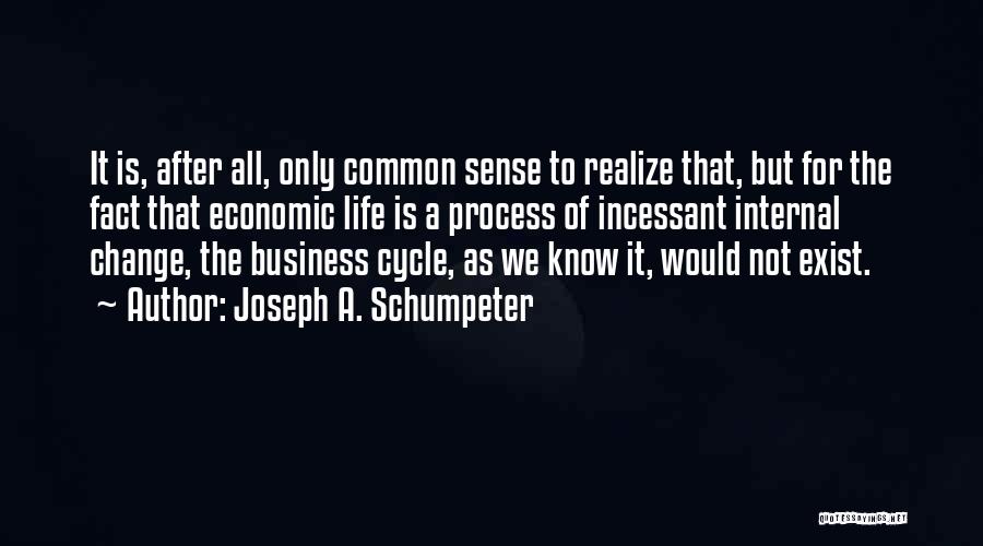 Joseph A. Schumpeter Quotes: It Is, After All, Only Common Sense To Realize That, But For The Fact That Economic Life Is A Process