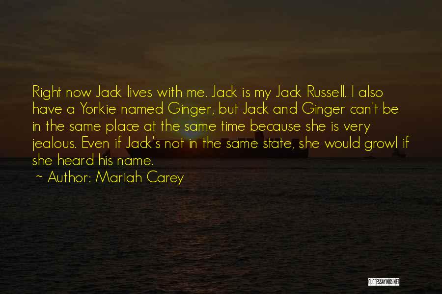 Mariah Carey Quotes: Right Now Jack Lives With Me. Jack Is My Jack Russell. I Also Have A Yorkie Named Ginger, But Jack