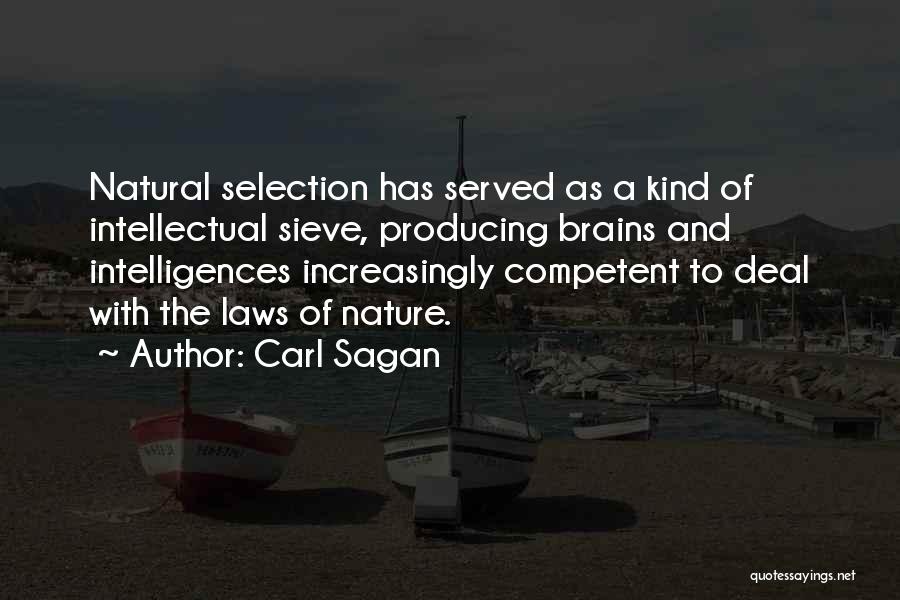 Carl Sagan Quotes: Natural Selection Has Served As A Kind Of Intellectual Sieve, Producing Brains And Intelligences Increasingly Competent To Deal With The