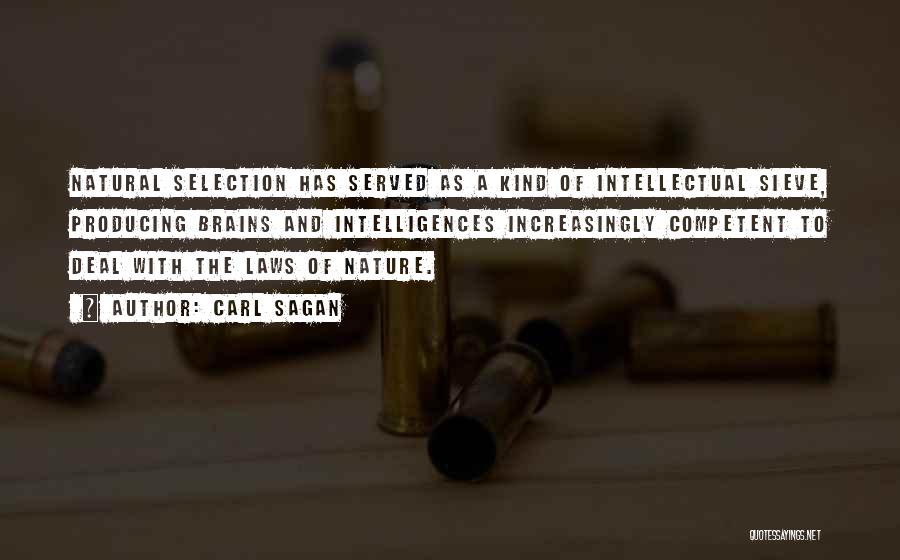 Carl Sagan Quotes: Natural Selection Has Served As A Kind Of Intellectual Sieve, Producing Brains And Intelligences Increasingly Competent To Deal With The