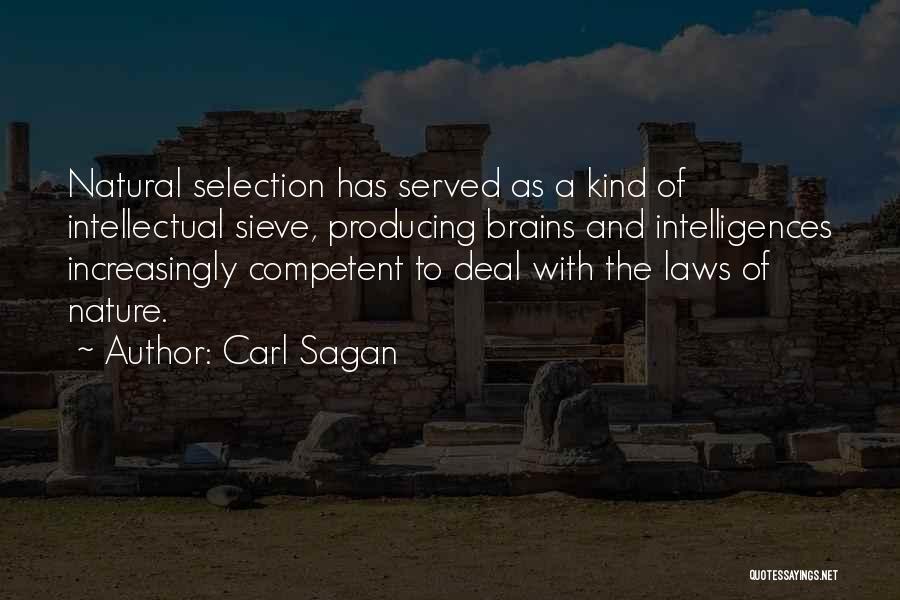 Carl Sagan Quotes: Natural Selection Has Served As A Kind Of Intellectual Sieve, Producing Brains And Intelligences Increasingly Competent To Deal With The