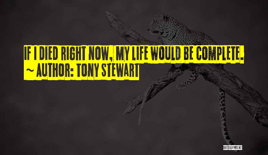 Tony Stewart Quotes: If I Died Right Now, My Life Would Be Complete.