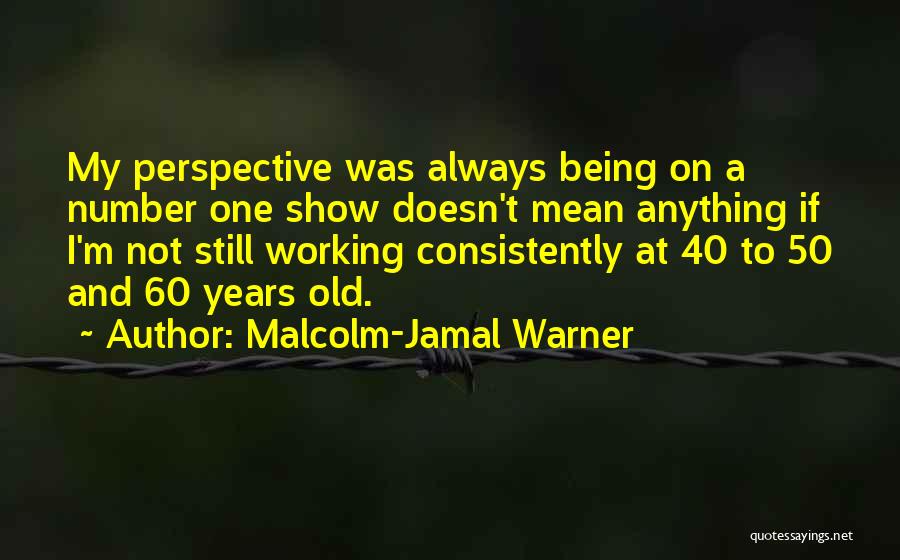 Malcolm-Jamal Warner Quotes: My Perspective Was Always Being On A Number One Show Doesn't Mean Anything If I'm Not Still Working Consistently At