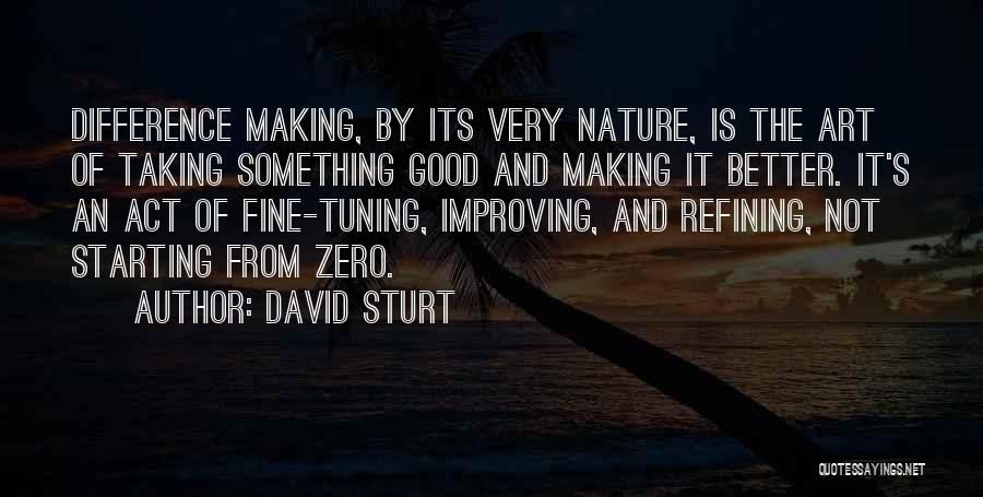 David Sturt Quotes: Difference Making, By Its Very Nature, Is The Art Of Taking Something Good And Making It Better. It's An Act