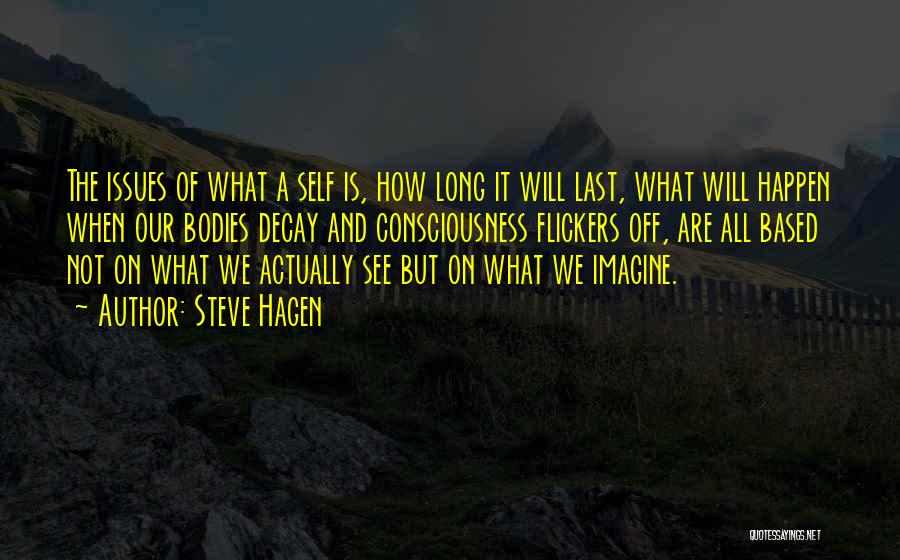 Steve Hagen Quotes: The Issues Of What A Self Is, How Long It Will Last, What Will Happen When Our Bodies Decay And