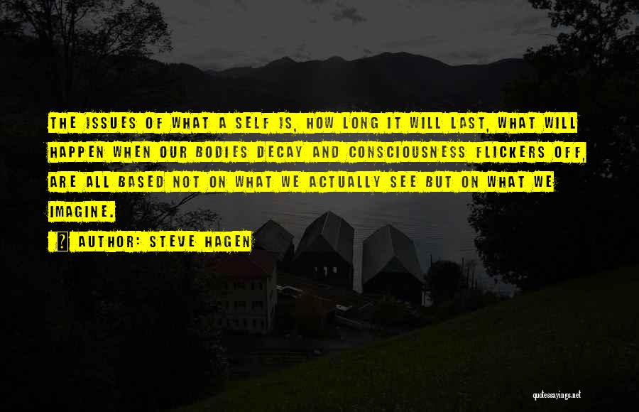 Steve Hagen Quotes: The Issues Of What A Self Is, How Long It Will Last, What Will Happen When Our Bodies Decay And