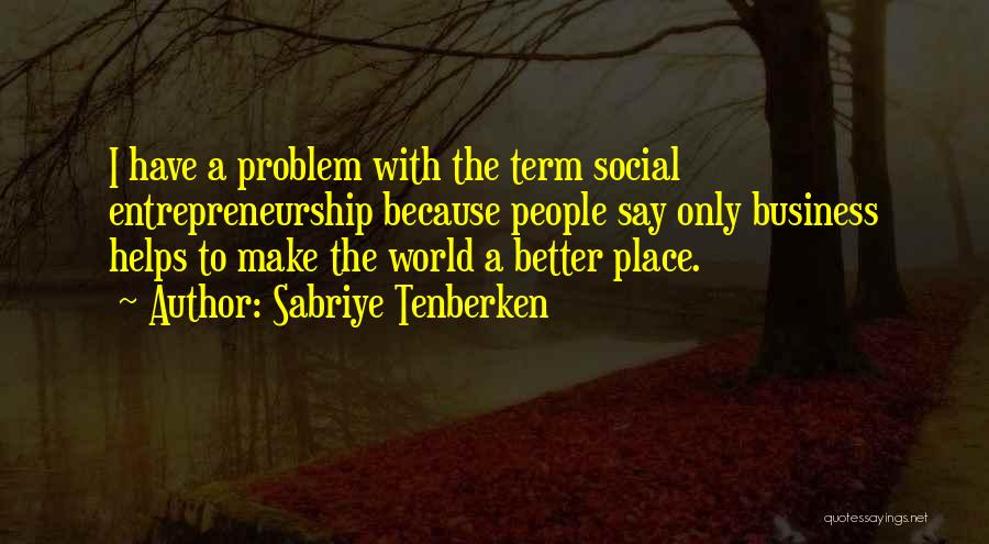 Sabriye Tenberken Quotes: I Have A Problem With The Term Social Entrepreneurship Because People Say Only Business Helps To Make The World A