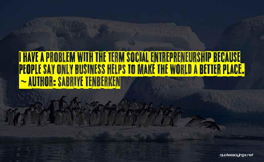 Sabriye Tenberken Quotes: I Have A Problem With The Term Social Entrepreneurship Because People Say Only Business Helps To Make The World A