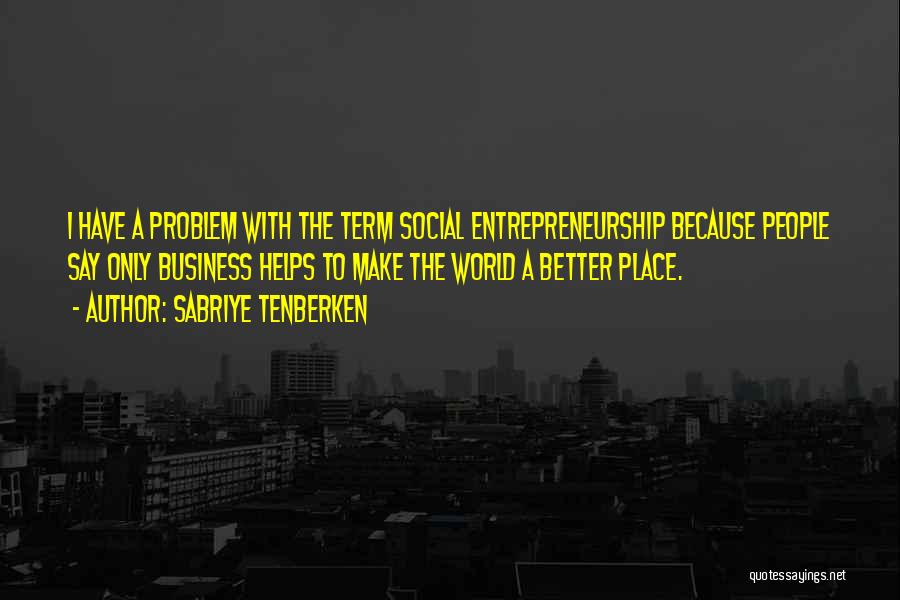 Sabriye Tenberken Quotes: I Have A Problem With The Term Social Entrepreneurship Because People Say Only Business Helps To Make The World A