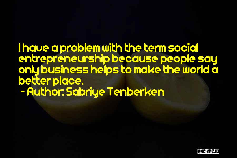 Sabriye Tenberken Quotes: I Have A Problem With The Term Social Entrepreneurship Because People Say Only Business Helps To Make The World A