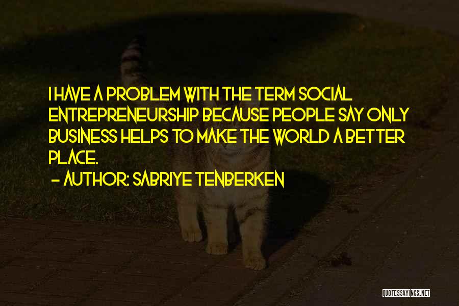 Sabriye Tenberken Quotes: I Have A Problem With The Term Social Entrepreneurship Because People Say Only Business Helps To Make The World A