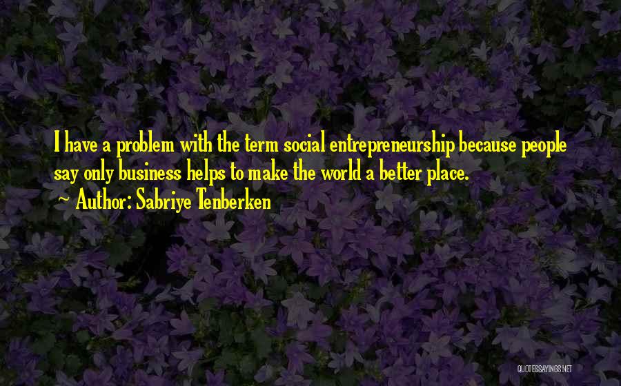 Sabriye Tenberken Quotes: I Have A Problem With The Term Social Entrepreneurship Because People Say Only Business Helps To Make The World A