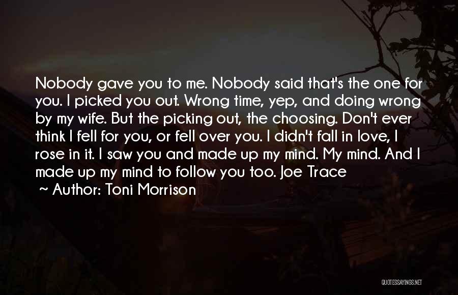 Toni Morrison Quotes: Nobody Gave You To Me. Nobody Said That's The One For You. I Picked You Out. Wrong Time, Yep, And