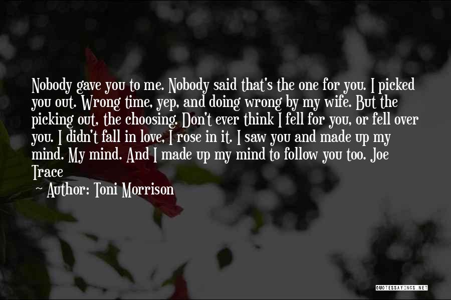 Toni Morrison Quotes: Nobody Gave You To Me. Nobody Said That's The One For You. I Picked You Out. Wrong Time, Yep, And