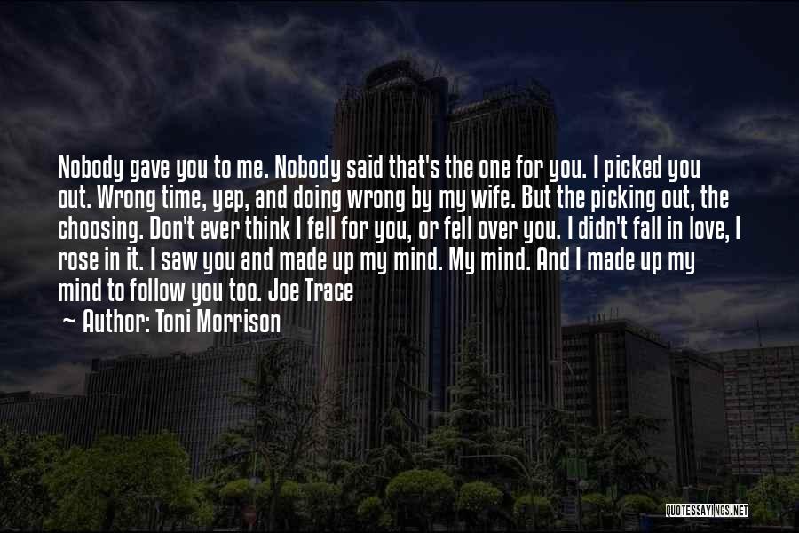 Toni Morrison Quotes: Nobody Gave You To Me. Nobody Said That's The One For You. I Picked You Out. Wrong Time, Yep, And