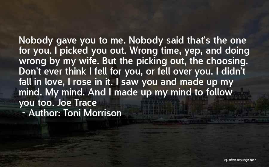Toni Morrison Quotes: Nobody Gave You To Me. Nobody Said That's The One For You. I Picked You Out. Wrong Time, Yep, And