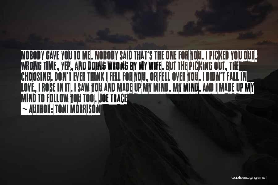 Toni Morrison Quotes: Nobody Gave You To Me. Nobody Said That's The One For You. I Picked You Out. Wrong Time, Yep, And