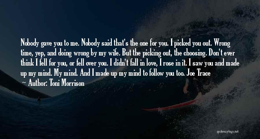Toni Morrison Quotes: Nobody Gave You To Me. Nobody Said That's The One For You. I Picked You Out. Wrong Time, Yep, And
