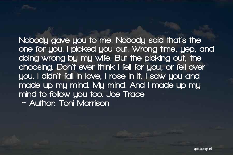 Toni Morrison Quotes: Nobody Gave You To Me. Nobody Said That's The One For You. I Picked You Out. Wrong Time, Yep, And