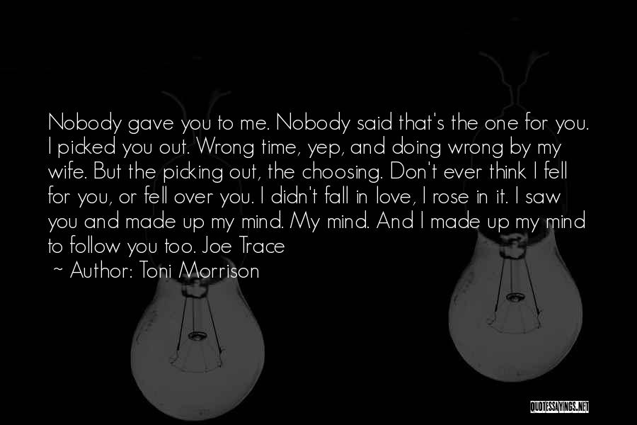 Toni Morrison Quotes: Nobody Gave You To Me. Nobody Said That's The One For You. I Picked You Out. Wrong Time, Yep, And