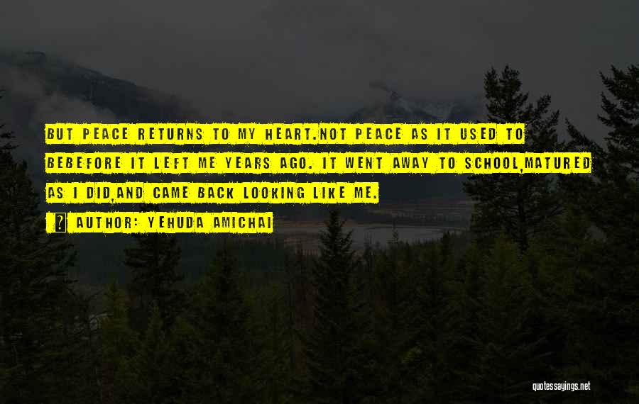 Yehuda Amichai Quotes: But Peace Returns To My Heart.not Peace As It Used To Bebefore It Left Me Years Ago. It Went Away