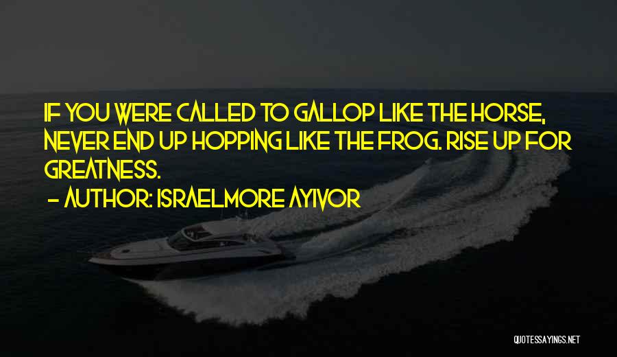 Israelmore Ayivor Quotes: If You Were Called To Gallop Like The Horse, Never End Up Hopping Like The Frog. Rise Up For Greatness.