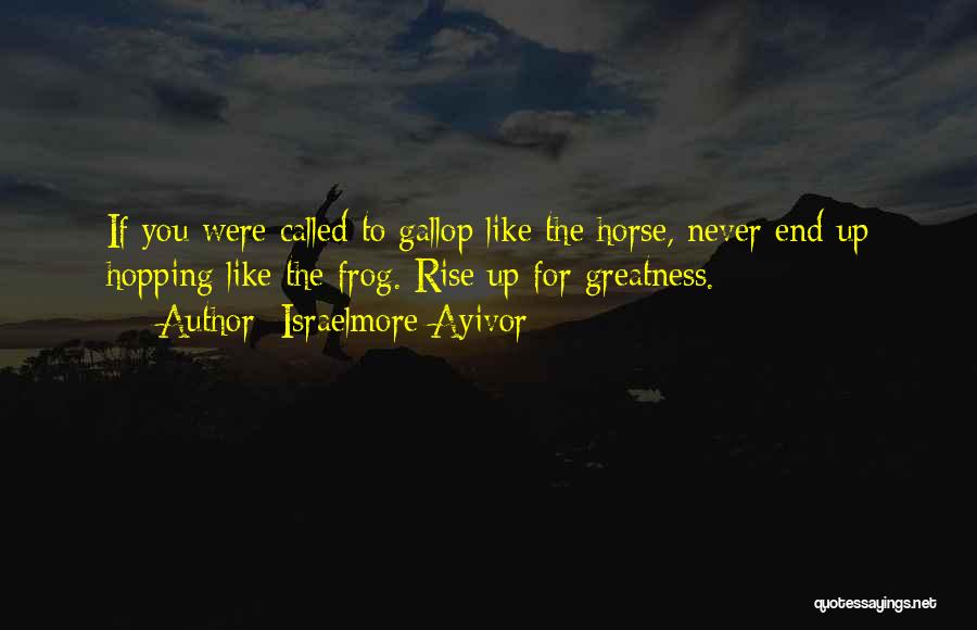Israelmore Ayivor Quotes: If You Were Called To Gallop Like The Horse, Never End Up Hopping Like The Frog. Rise Up For Greatness.