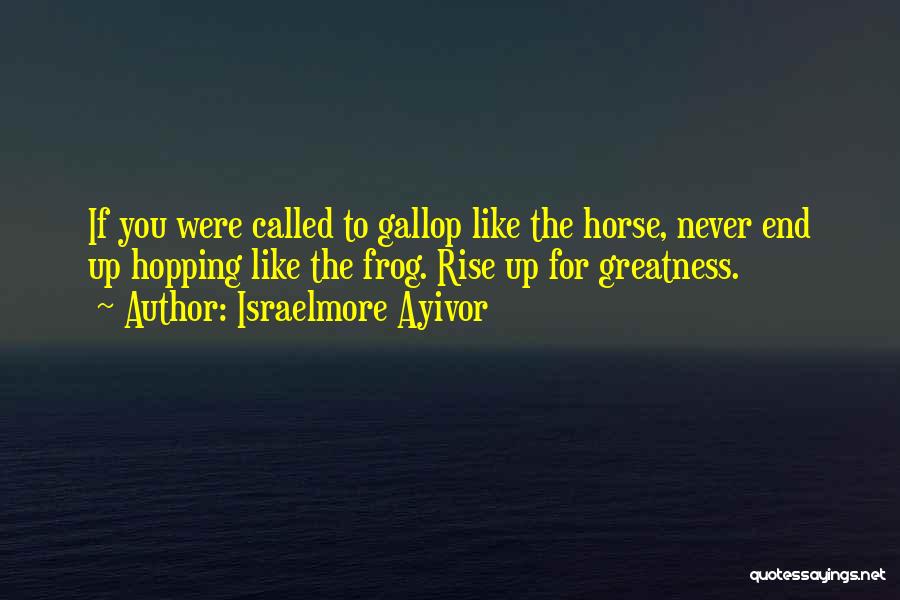 Israelmore Ayivor Quotes: If You Were Called To Gallop Like The Horse, Never End Up Hopping Like The Frog. Rise Up For Greatness.