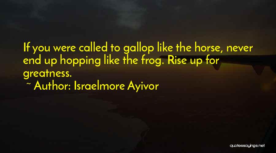 Israelmore Ayivor Quotes: If You Were Called To Gallop Like The Horse, Never End Up Hopping Like The Frog. Rise Up For Greatness.