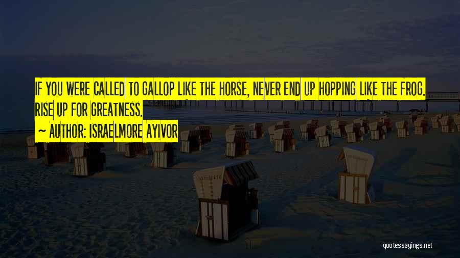 Israelmore Ayivor Quotes: If You Were Called To Gallop Like The Horse, Never End Up Hopping Like The Frog. Rise Up For Greatness.