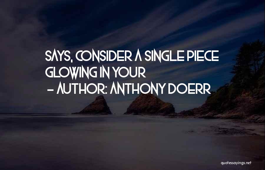 Anthony Doerr Quotes: Says, Consider A Single Piece Glowing In Your