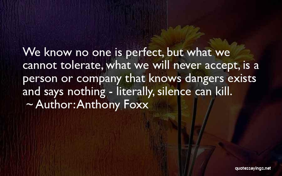 Anthony Foxx Quotes: We Know No One Is Perfect, But What We Cannot Tolerate, What We Will Never Accept, Is A Person Or