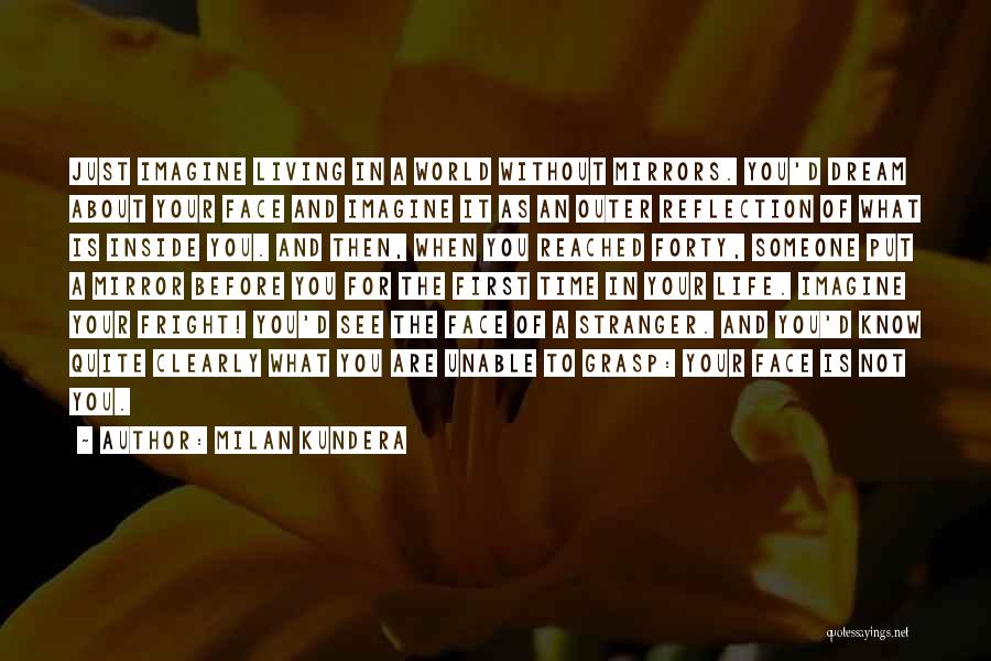 Milan Kundera Quotes: Just Imagine Living In A World Without Mirrors. You'd Dream About Your Face And Imagine It As An Outer Reflection