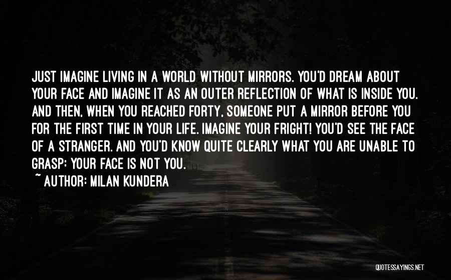 Milan Kundera Quotes: Just Imagine Living In A World Without Mirrors. You'd Dream About Your Face And Imagine It As An Outer Reflection