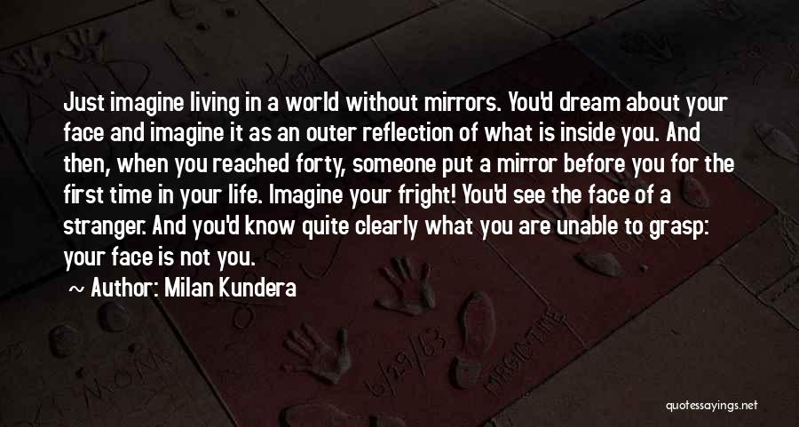 Milan Kundera Quotes: Just Imagine Living In A World Without Mirrors. You'd Dream About Your Face And Imagine It As An Outer Reflection