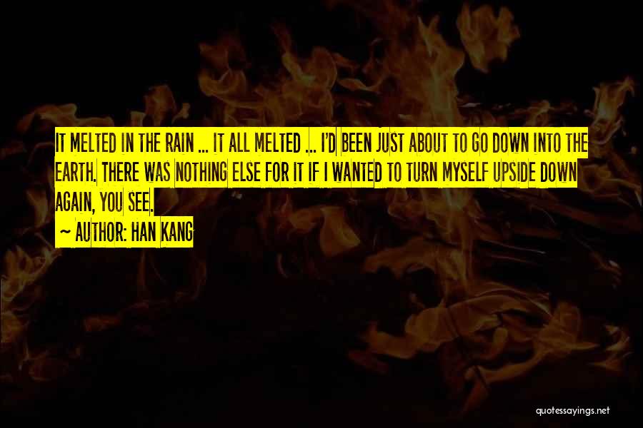 Han Kang Quotes: It Melted In The Rain ... It All Melted ... I'd Been Just About To Go Down Into The Earth.