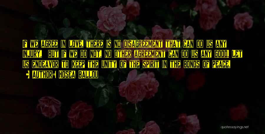 Hosea Ballou Quotes: If We Agree In Love, There Is No Disagreement That Can Do Us Any Injury, But If We Do Not,