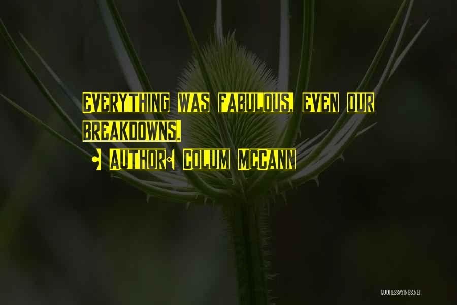 Colum McCann Quotes: Everything Was Fabulous, Even Our Breakdowns.