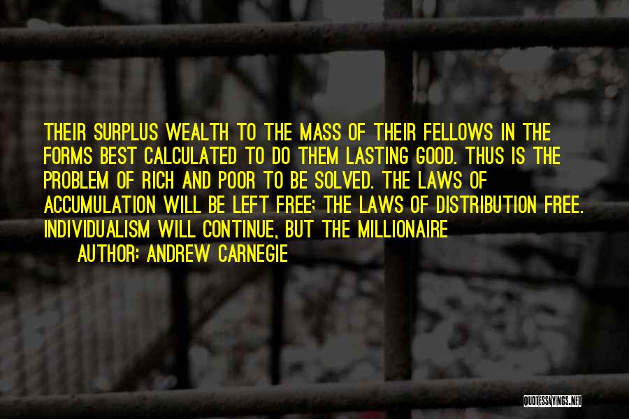 Andrew Carnegie Quotes: Their Surplus Wealth To The Mass Of Their Fellows In The Forms Best Calculated To Do Them Lasting Good. Thus
