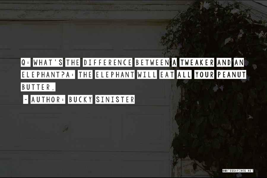 Bucky Sinister Quotes: Q: What's The Difference Between A Tweaker And An Elephant?a: The Elephant Will Eat All Your Peanut Butter.