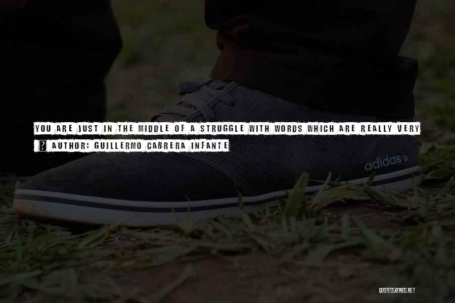 Guillermo Cabrera Infante Quotes: You Are Just In The Middle Of A Struggle With Words Which Are Really Very Stubborn Things, With A Blank