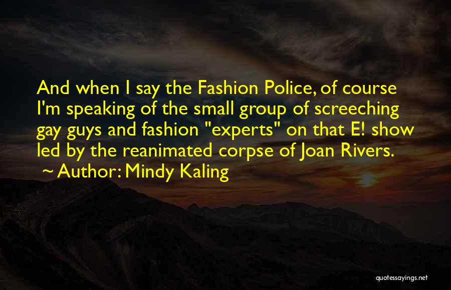 Mindy Kaling Quotes: And When I Say The Fashion Police, Of Course I'm Speaking Of The Small Group Of Screeching Gay Guys And
