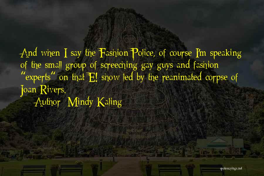 Mindy Kaling Quotes: And When I Say The Fashion Police, Of Course I'm Speaking Of The Small Group Of Screeching Gay Guys And
